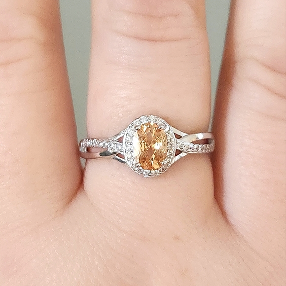 NWT Ryze Peach Moscato & White CZ .925 Sterling Silver Ring - Size 9.75 - Picture 6 of 9